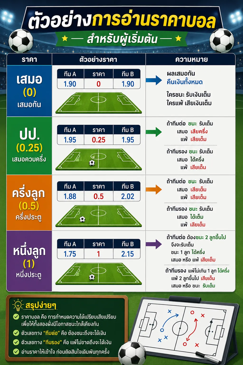 ตัวอย่างการอ่านราคาบอล