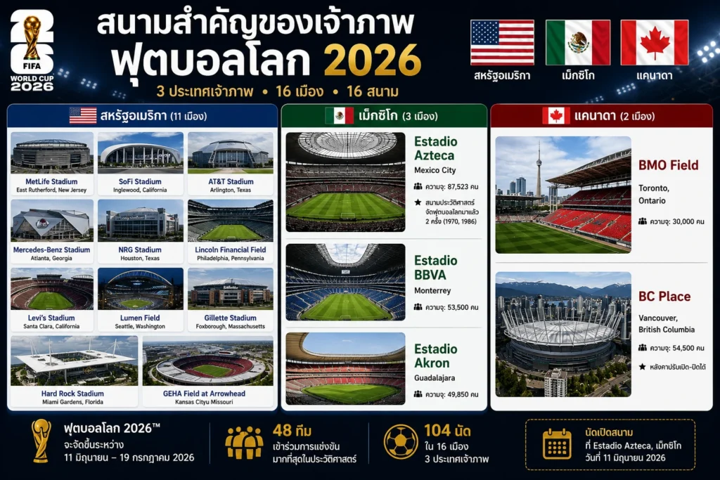 สนามสำคัญเจ้าภาพฟุตบอลโลก-2026