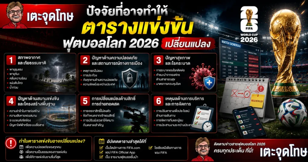 ปัจจัยที่อาจทำให้ตารางแข่งขันฟุตบอลโลก 2026 เปลี่ยนแปลง