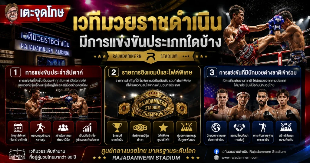 เวทีมวยราชดำเนินมีการแข่งขันประเภทใดบ้าง